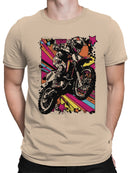 Neon Pop Art Motocross Rider Starburst Men's T-shirt