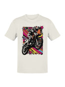 Neon Pop Art Motocross Rider Starburst Men's T-shirt