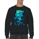 Neon Sharks in Ocean Depths Men's Sweatshirt