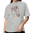 Boho Floral Woman Line Art Illustration Women's T-shirt