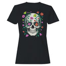 Skull with Colorful Flowers Women's T-shirt