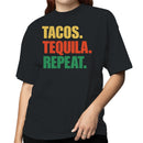 Tacos Tequila Repeat Colorful Quote Women's T-shirt