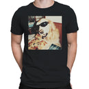 Dog Eating Pizza Art Men's T-shirt