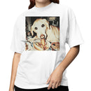 Hungry Dog Eating Hot Dog Art Women's T-Shirt