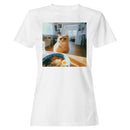 Cute Cat Staring at Ramen Bowl Women's T-shirt