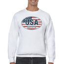 USA Est. 1776 Distressed Flag Oval Men's Sweatshirt