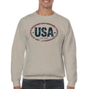 USA Est. 1776 Vintage Oval Patriotic Men's Sweatshirt