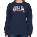 USA Red White Blue Patriotic Graphic Women's Sweatshirt