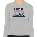 USA EST 1776 Patriotic Mountain Women's Long Sleeve