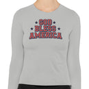 God Bless America Patriotic Stars Women's Long Sleeve