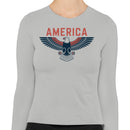 America Bald Eagle Freedom Emblem Women's Long Sleeve