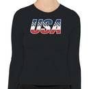 USA Racing Flag Patriotic Women's Long Sleeve Shirt
