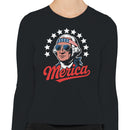Merica Patriotic Retro George Washington Women's Long Sleeve