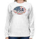 USA Est. 1776 Distressed Flag Oval Women's Sweatshirt
