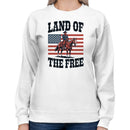Land of the Free Cowboy American Flag Women's Sweatshirt