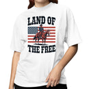 Land of the Free Cowboy American Flag Women's T-shirt