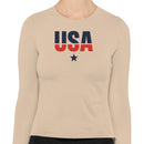 USA Bold Typography Star Women's Long Sleeve Shirt