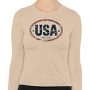 USA Est. 1776 Vintage Oval Patriotic Women's Long Sleeve