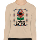 Patriotic Sunflower 1776 Floral Art Women's Long Sleeve