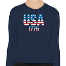 USA 1776 Patriotic American Flag Women's Long Sleeve