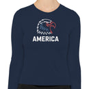 America Patriotic Eagle Head Graphic Women's Long Sleeve