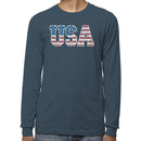 Vintage Distressed USA Flag Graphic Men's Long Sleeve