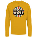 Retro USA Patriotic Flower Men's Long Sleeve Shirt
