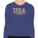 USA Est. 1776 Floral Patriotic Women's Long Sleeve