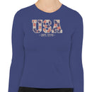 USA Floral Patriotic Est. 1776 Women's Long Sleeve