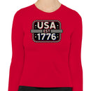 USA EST 1776 Vintage Patriotic Women's Long Sleeve