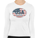 USA Est. 1776 Distressed Flag Oval Women's Long Sleeve