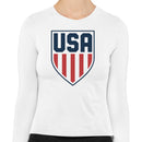 USA Shield Red Blue American Emblem Women's Long Sleeve