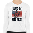 Land of the Free Cowboy American Flag Women's Long Sleeve