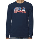 USA Red White Blue Patriotic Graphic Men's Long Sleeve
