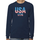 USA 1776 Patriotic American Flag Men's Long Sleeve