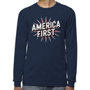 America First Patriotic Starburst Men's Long Sleeve