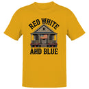Red White and Blue Patriotic Porch Men's T-shirt