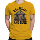 Red White and Blue Patriotic Porch Men's T-shirt