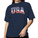 USA Red White Blue Patriotic Graphic Women's T-shirt