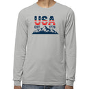 USA EST 1776 Patriotic Mountain Men's Long Sleeve