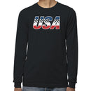 USA Racing Flag Patriotic Men's Long Sleeve Shirt
