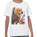 Samurai Dog Cherry Blossoms Art Youth T-shirt