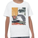Hedgehog Laptop & Tea Ukiyo-e Art Youth's T-shirt