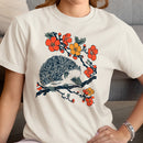 Hedgehog Resting Amid Blossoms Art Women's T-shirt