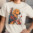 Samurai Dog Cherry Blossoms Art Women's T-shirt