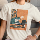 Ukiyo-e Frog on Laptop Women's T-shirt