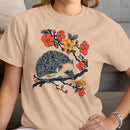 Hedgehog Among Blossoms Art Women's T-shirt