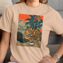 Leopard on Laptop with Coffee Women's T-shirt