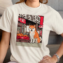 Shiba Inu Market Street Japanese Art Women's T-shirt