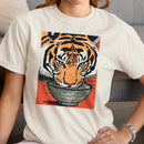 Tiger Drinking Ramen Bowl Illustration Women's T-shirt